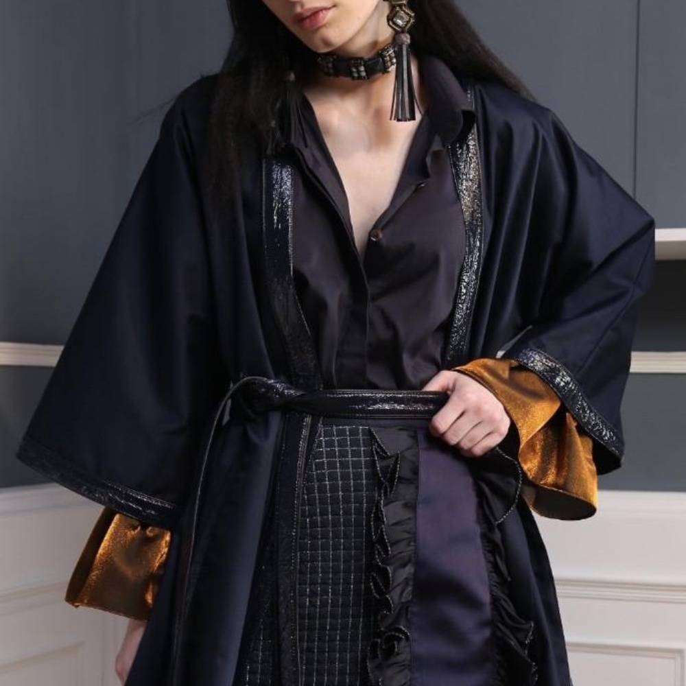 Rara Avis Color Block Shirt with Gathered Sleeves